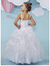 Beaded Corset Back Organza Ruffle Floor Length Flower Girl Dress